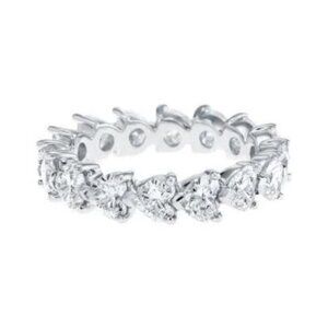 ❤Lovely Diamonds Sweet Zircon Silver Heart Eternity Rings for Women, MARR9139